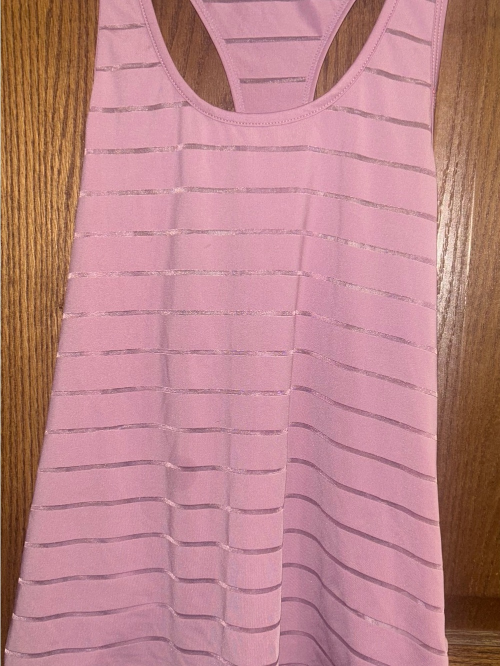 ZYIA Pink Racerback Tank with Horizontal Sheer Stripes